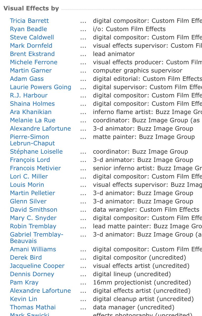 oneroom's tweet photo. @first_merch @cincopedia Here's the vfx people credited on that movie. https://t.co/mbcBPRT45g