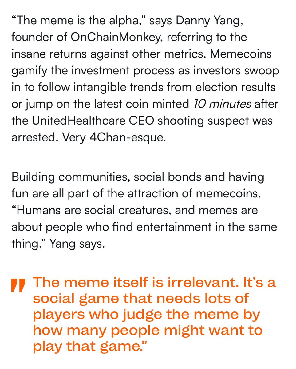 Great piece by <a href="/maxparasol/">max parasol</a> at <a href="/Cointelegraph/">Cointelegraph</a> diving into the memecoin phenomenon, starting with insights from <a href="/huuep/">danny huuep</a>! 🐸🐕

A great read on the cultural and market forces shaping this space 🗞️👇