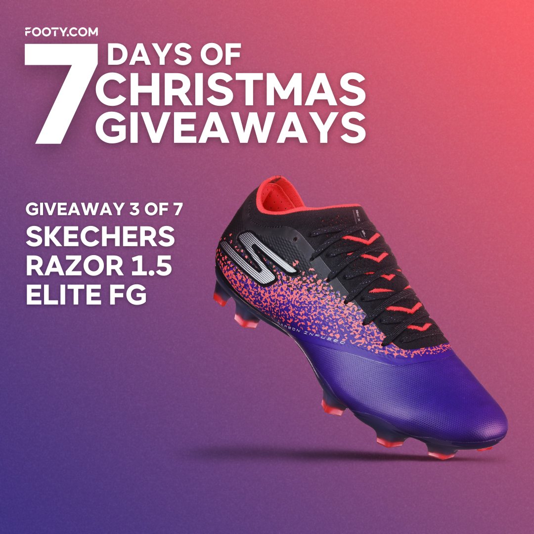 🎄 7 DAYS OF XMAS GIVEAWAYS 🎄

Giveaway 3⃣ of 7️⃣ is a pair of Skechers Razor 1.5 Elite FG ☁️ Here's how to enter:

❤️ Like &amp; retweet this post.
👥 Follow <a href="/footydotcom/">FOOTY.COM</a>.
💬 Comment your UK shoe size.

This giveaway is in no way endorsed by or affiliated with X.