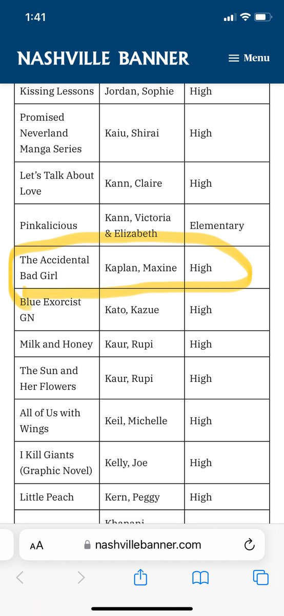 I was doing what has become my unofficial 4th job, researching book bans, and came across this from the fall. I didn’t think I was big enough to be banned, but congrats me, we’re too big for Nashville. It’s not even my gay book! 

Authors please join <a href="/AuthorsABB/">AuthorsAgainstBookBans</a>