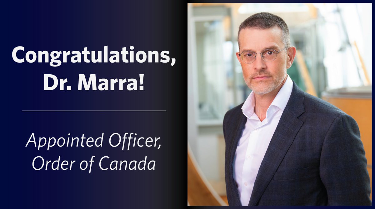 It is with heartfelt congratulations that we share that Dr. Marco Marra has been appointed an Officer of the Order of Canada.

Dr. Marra is recognized for how he “propelled Canada to the forefront of genome research.”

Learn more: msl.ubc.ca/dr-marco-marra…