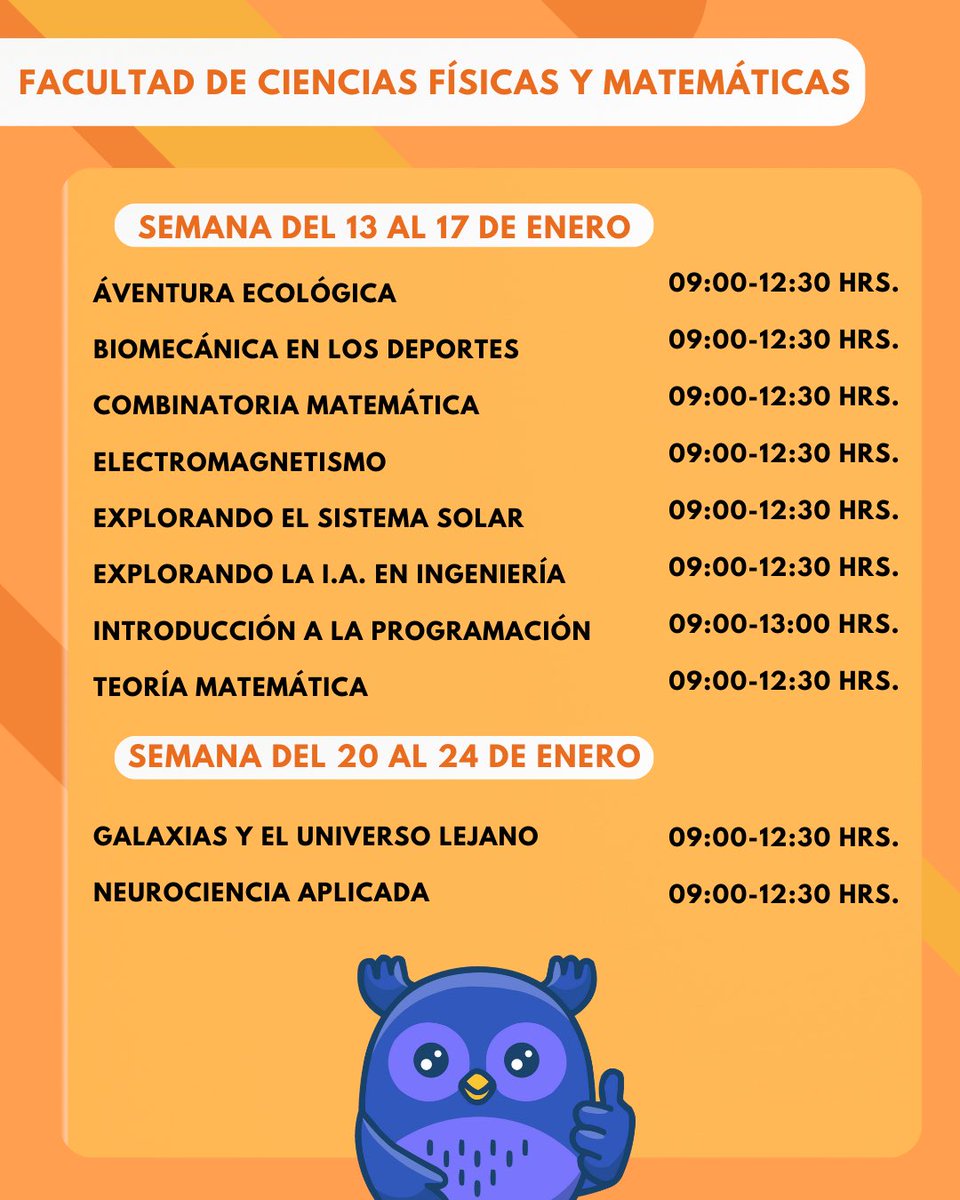 EdV_UChile's tweet photo. Fechas y horarios EdV Verano 2025 😎☀️

Para las y los despistados (yo mismo😅) que aún no ven el horario de su curso en nuestra web, acá les dejamos el listado de TODAS las cátedras y sus respectivas fechas de realización y horarios de clases. https://t.co/YlS5Ufk4id