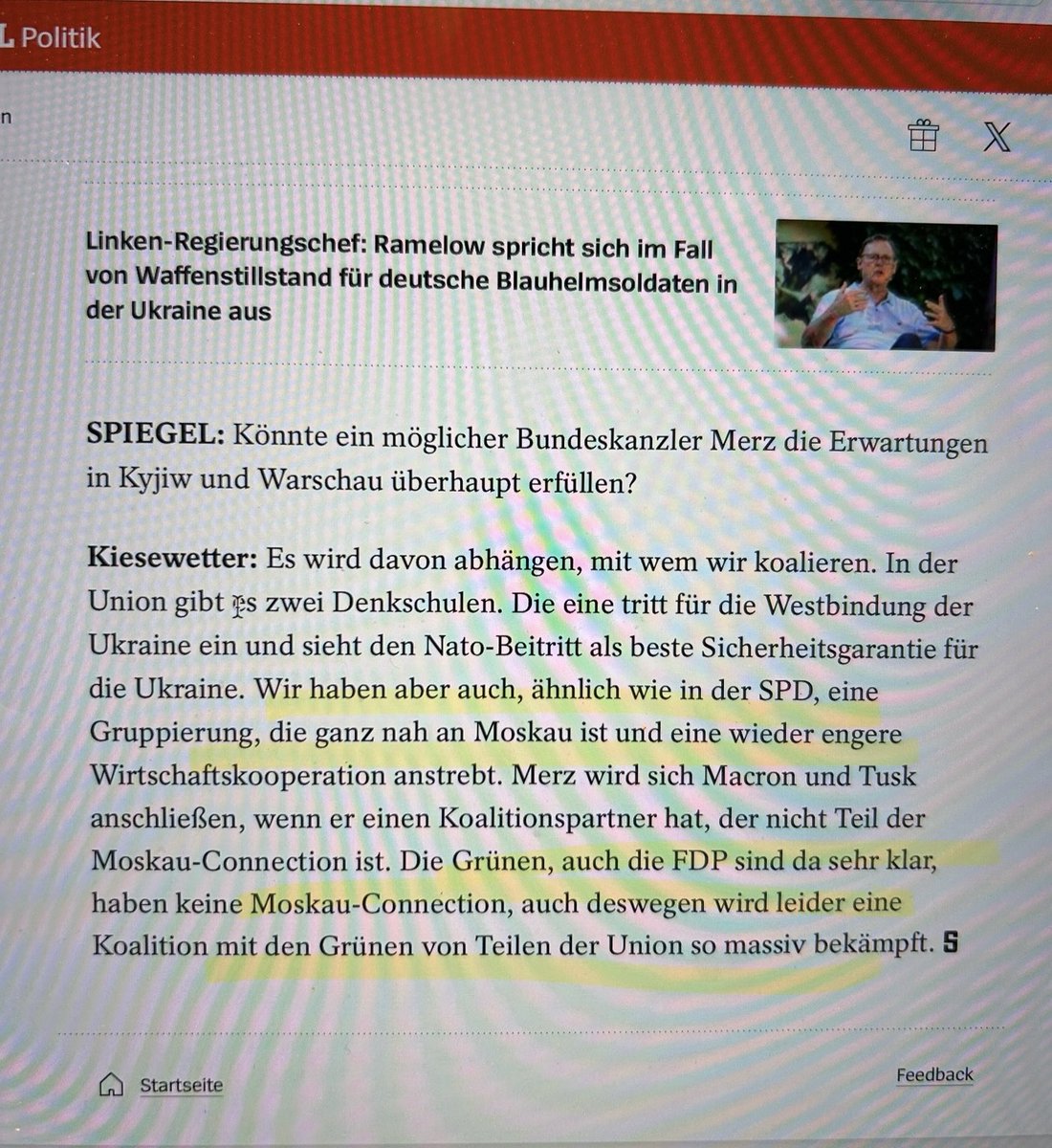 janfleischhauer's tweet image. Die Einschätzung von ⁦@RKiesewetter⁩ in ⁦@derspiegel⁩ ist wirklich interessant. Auch die Union hat ihre Moskau-Fraktion. Nichts fürchtet diese so sehr wie ein Bündnis mit den Grünen, die viele Schwächen haben, aber ganz sicher nicht einen Soft Spot für Putin.