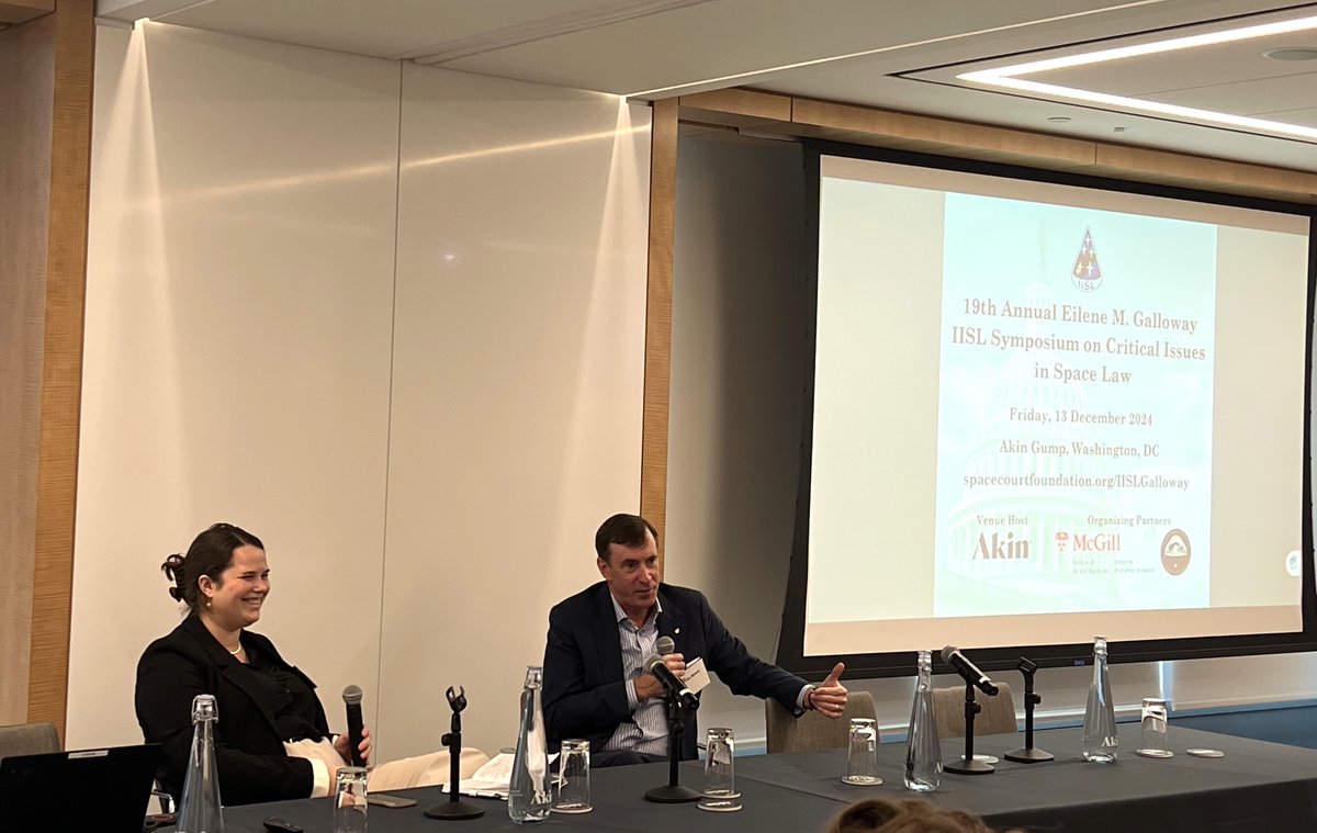 ispace_us_inc's tweet image. ispace-U.S.&apos;s Legal Specialist, Rebecca van Burken, joined Clay Mowry, President of the IAF and CEO of AIAA, Richard DalBello, Caryn Schenewerk, and Allison Crutchfield for a fireside chat and a panel at the Galloway Symposium, last week! Thank you, #IISL, for having us!