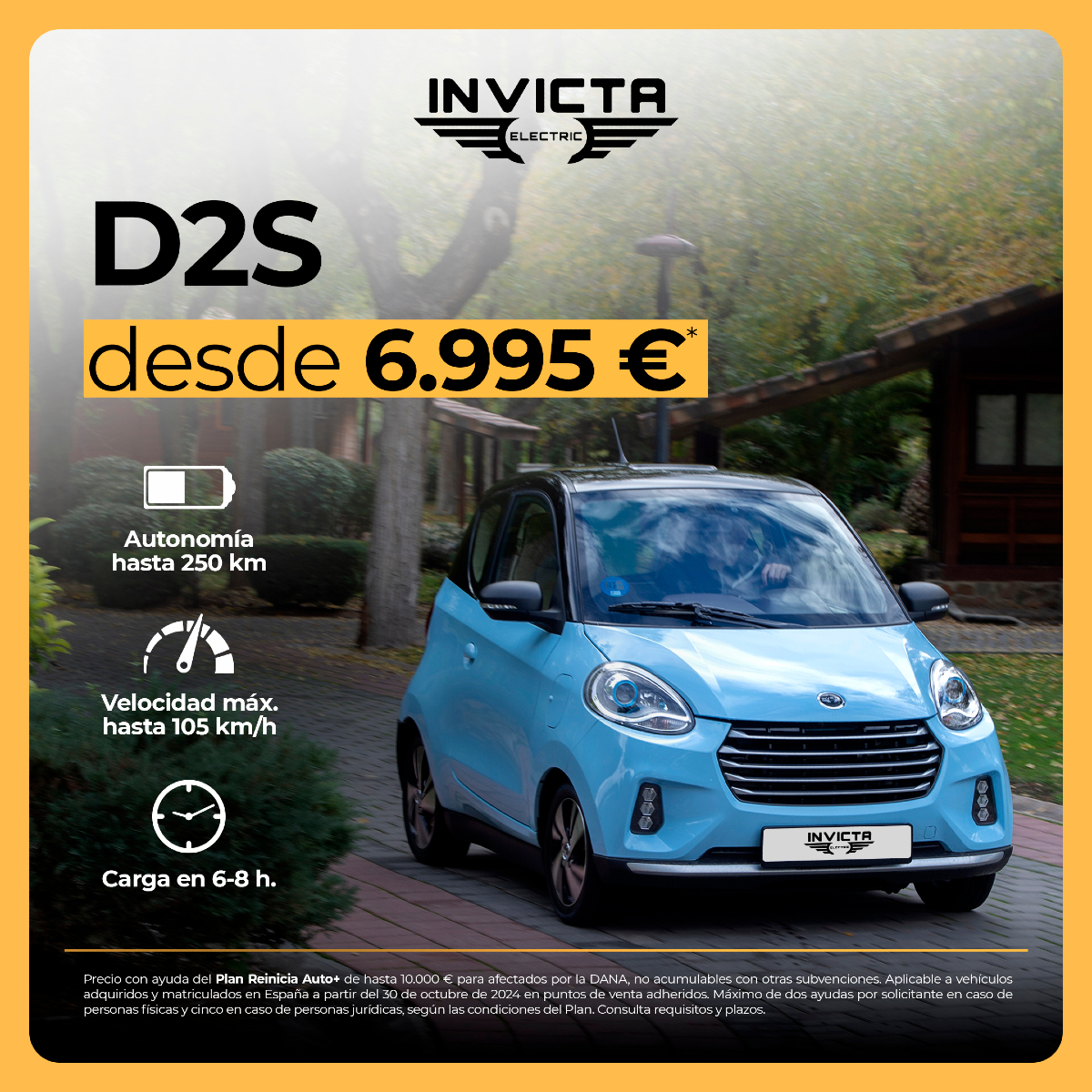 InvictaMotor's tweet image. Recuperar el camino es posible ⚡🌱. Gracias al #PlanReiniciaAuto, el D2S, microcar 100% eléctrico con etiqueta CERO, puede ser tuyo desde 6.995 €*. #CeroEmisiones