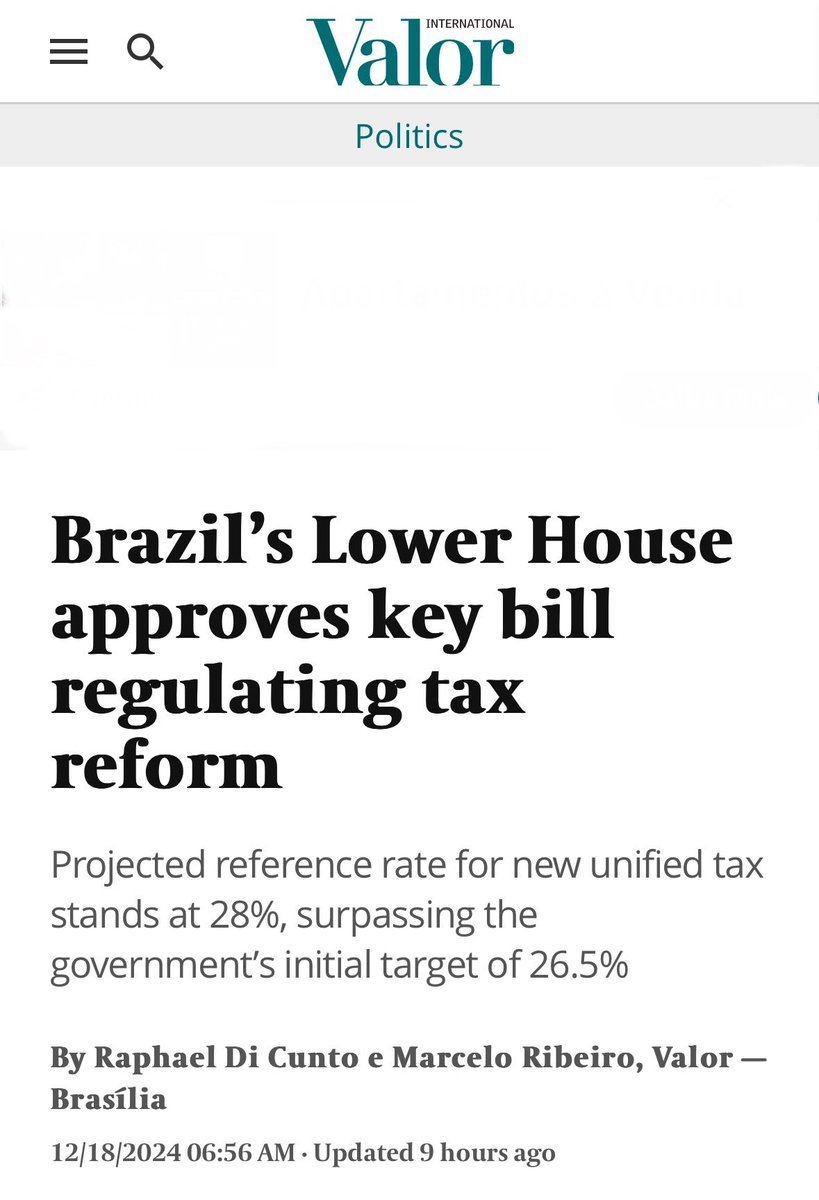 Brazilian Congress finalized yesterday the approval of the law implementing the tax reform on consumption!  Now the President has 15 days to enact this law.