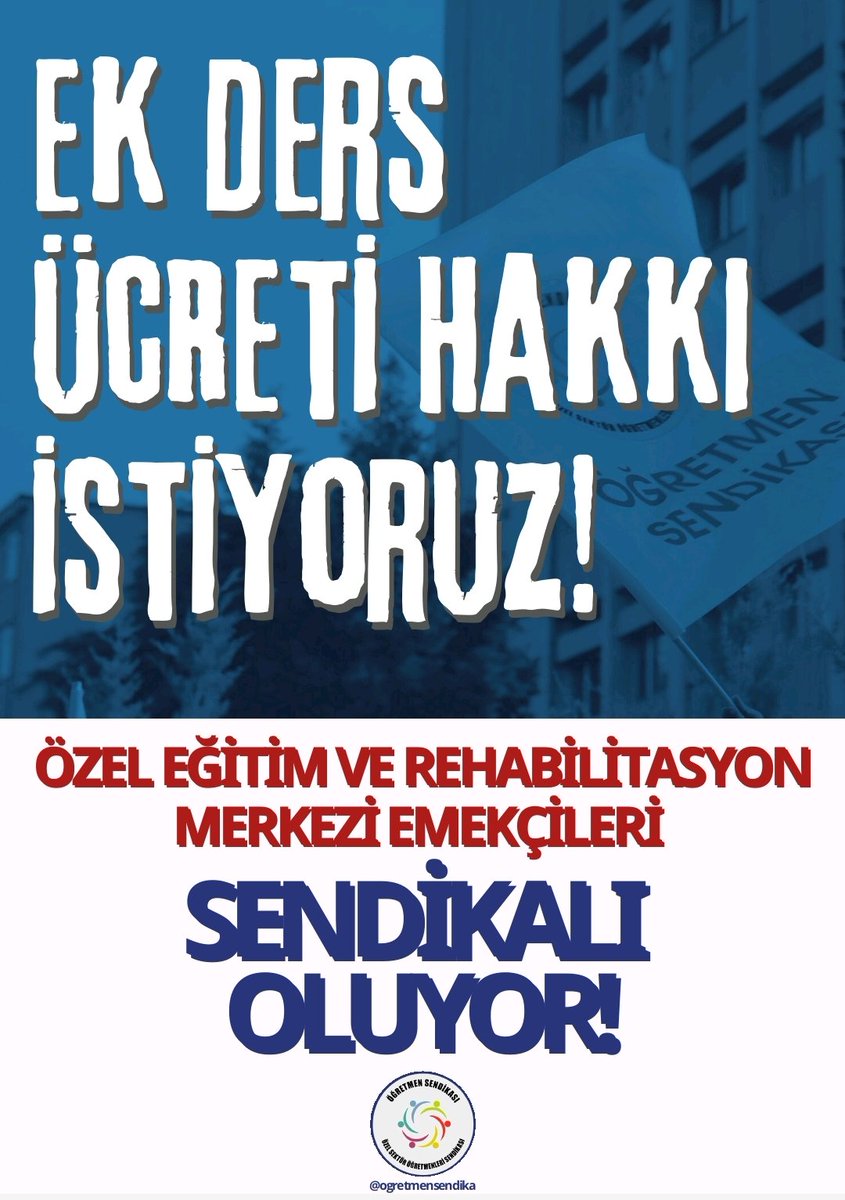 ogretmensendika's tweet photo. ◼️Özel Sektör Öğretmenleri Sendikası Rehabilitasyon Birimi çalışmalarına başladı. Rehabilitasyon merkezlerinde çalışan eğitim emekçilerinin sorunlarını ve taleplerini gündeme alacak olan Birim, hazırladığı propaganda materyalleri ile sömürü ağını da açığa çıkaracak. Kent merkezleri, iş yerlerinin çevreleri eğitim emekçilerinin yakıcı istemleri ile donatılacak. 

Çalışmanın bir amacı da insani duyguların arkasına saklanan patronların kurdukları para düzenini görünür hale getirmek.  Lüks otellerin etkinlik salonlarında bürokratları kendi çıkarlarına bağlayan patron cephesi @tcmeb 'in kasasını da boşaltıyor. 

Ağır çalışma koşulları, en temel hakların verilmemesi, asgari ücret düzeni...
Rehabilitasyon emekçilerinin sendikalı olmaları için çok neden var. Sendikamız, rehabilitasyon merkezilerini iş yeri örgütlenmesinin dinamik bir alanı haline getirmeye çalışırken özel öğretim kurumları çalışanları içinde en dipte olanları da yukarı doğru çekmek için de çaba gösterecek. Bu yükseliş ancak emek mücadelesinde yer alma kararı ile  yaşanabilir.

Rehabilitasyon merkezlerinde çalışan arkadaşlarımızı öne çıkmaya davet ediyoruz. Emeğinize sahip çıkın! #SendikanVar