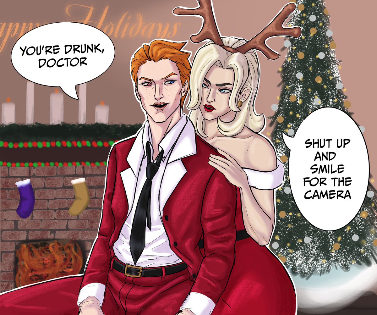 DUSKdraws's tweet photo. Angela hosts a holiday party every year, and every year she gets a bit too drunk on champagne… 
#Overwatch2 #Overwatch2fanart #moicy https://t.co/S7iN6sglpo