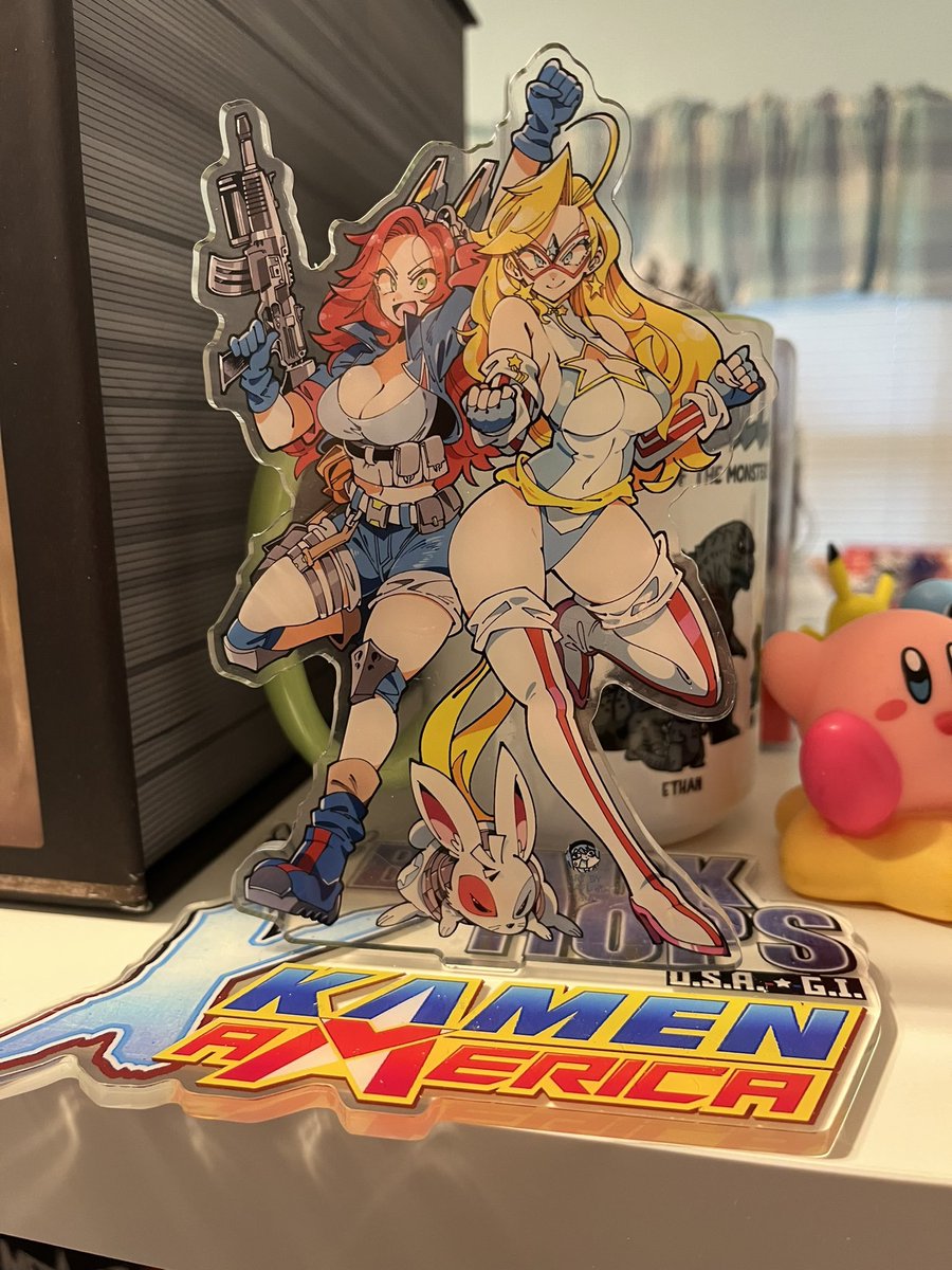 HBTG_Official's tweet photo. Gorgeous #KamenAmerica pickups from Iconic Comics with Kamen Ramen and a bangin standee crossover with Black Hops. Packaged like a tank. Now to see if Kamen Ramen wants to sit by the video games or the sinner 👀 (1/2) https://t.co/yChFSboBG3