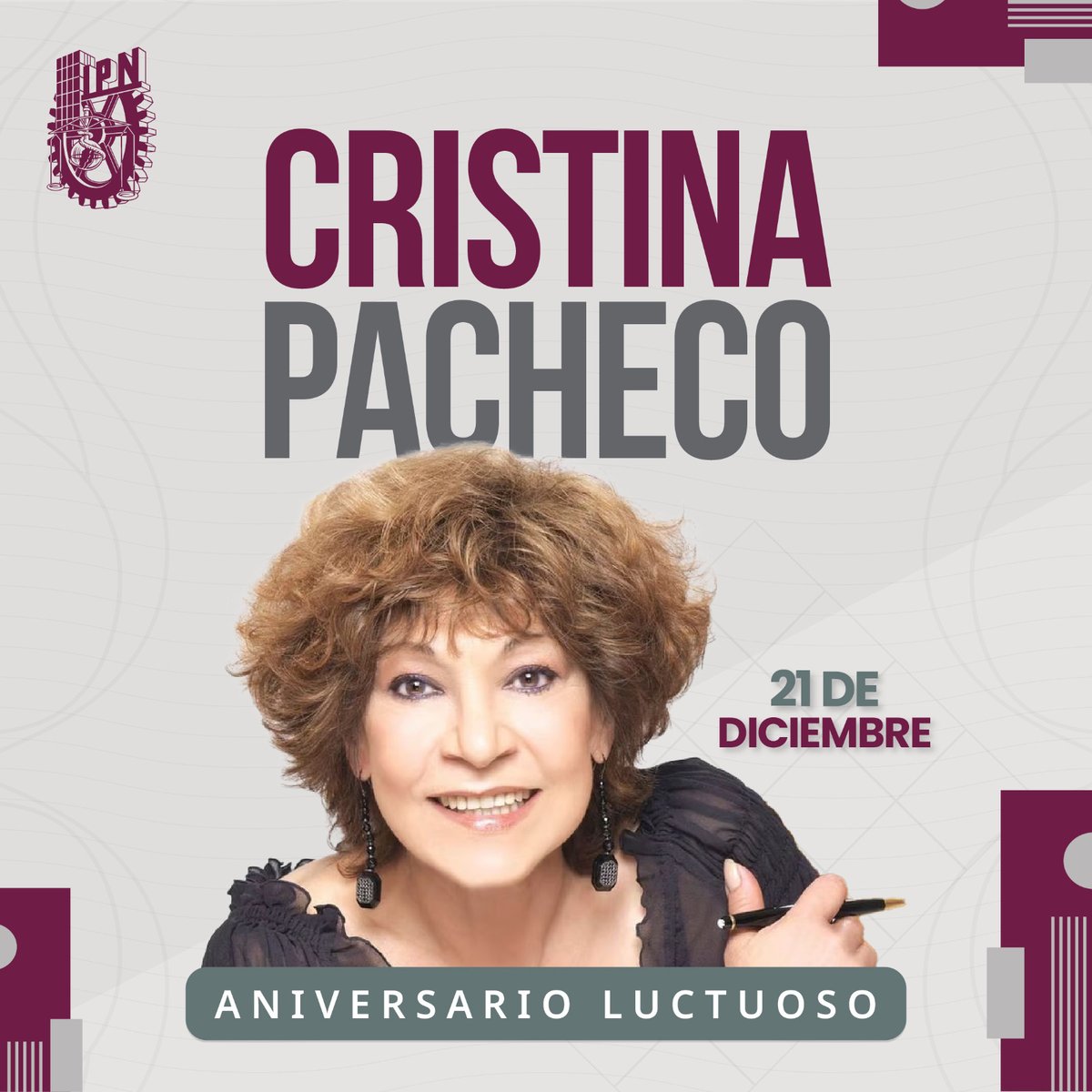 IPN_MX's tweet photo. Recordamos con respeto y admiración a nuestra querida Cristina Pacheco, quien a través de su impecable trabajo en @CanalOnceTV exaltó siempre la cultura y costumbres mexicanas. En el #IPN, honramos su memoria y reconocemos su extraordinaria labor como escritora y periodista. #Huélum 📚🎙️