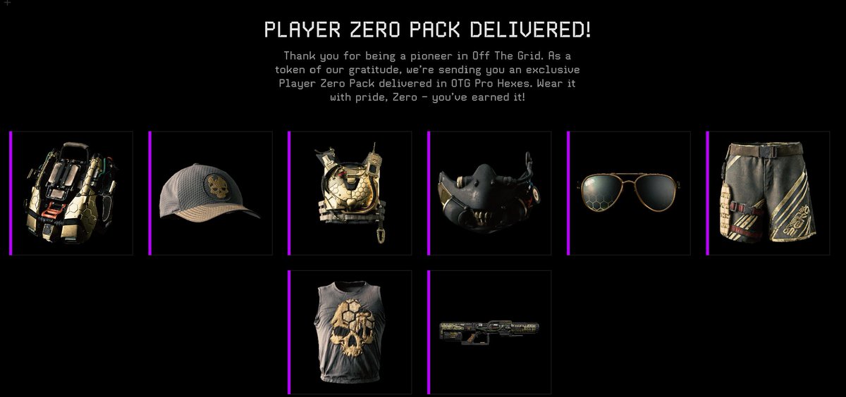 Pioneers! We've gifted the Player Zero Set as a thank you for participating in the Pioneers program and helping craft the best Battle Royale out there!

If you played OTG before Oct 8th on PC/PS5 or Nov 13th on Xbox Series X, launch the game and claim your exclusive golden loot.