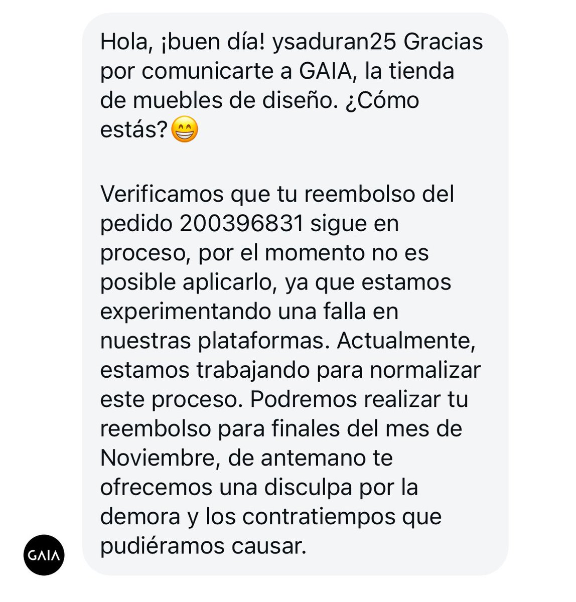 IsabelDuran25's tweet photo. @gaiadesignmx LLEVÓ MESES ESPERANDO MI REEMBOLSO Y SIGUES SIN DARME UNA SOLUCIÓN ESTÁS EN LA QUIEBRA O PORQUE NO ME HACES ÉL REEMBOLSO. SON UNOS TIMADORES!! https://t.co/sRIQ8XYwvg