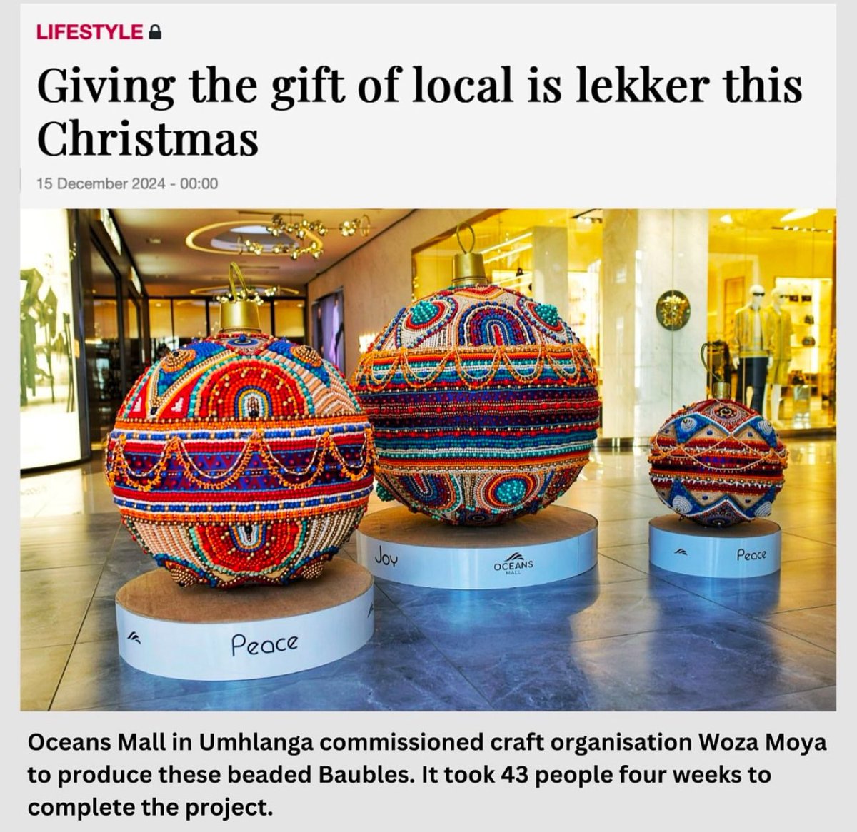 hisgrys's tweet photo. #OceansMall #OceansChristmasStory We decided to add a touch of African Craftwork courtesy of Mam’Gumede and her ladies, come by and see ~ Brian Mpono, CEO, Oceans Umhlanga Development. https://t.co/6xk3sYcT6P