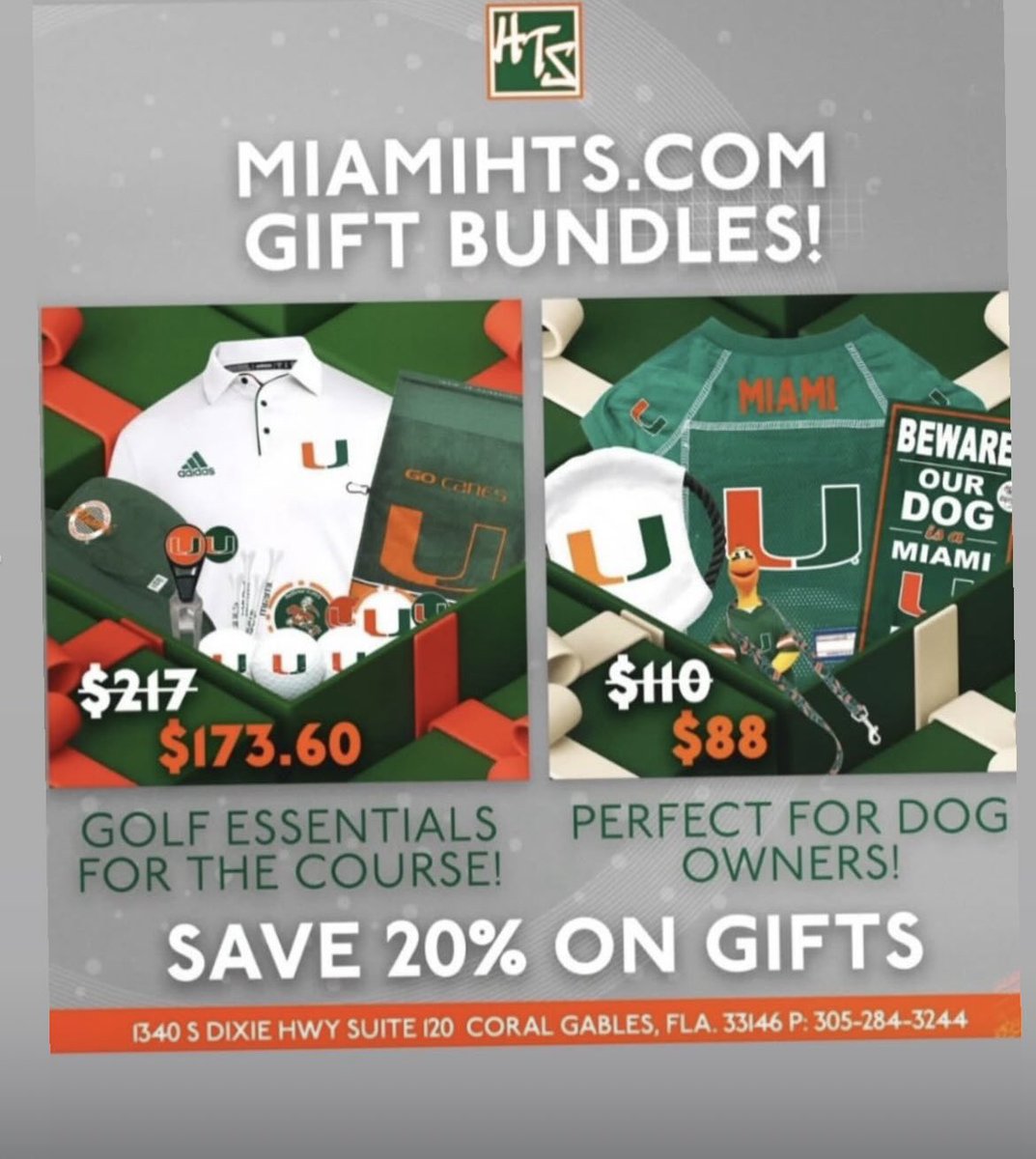 Miami fans, ©MiamiHTS has your holiday shopping covered! Shop their exclusive gift bundles perfect for everyone, from golfers to dog lovers!
miamihts.com/collections/
bundles