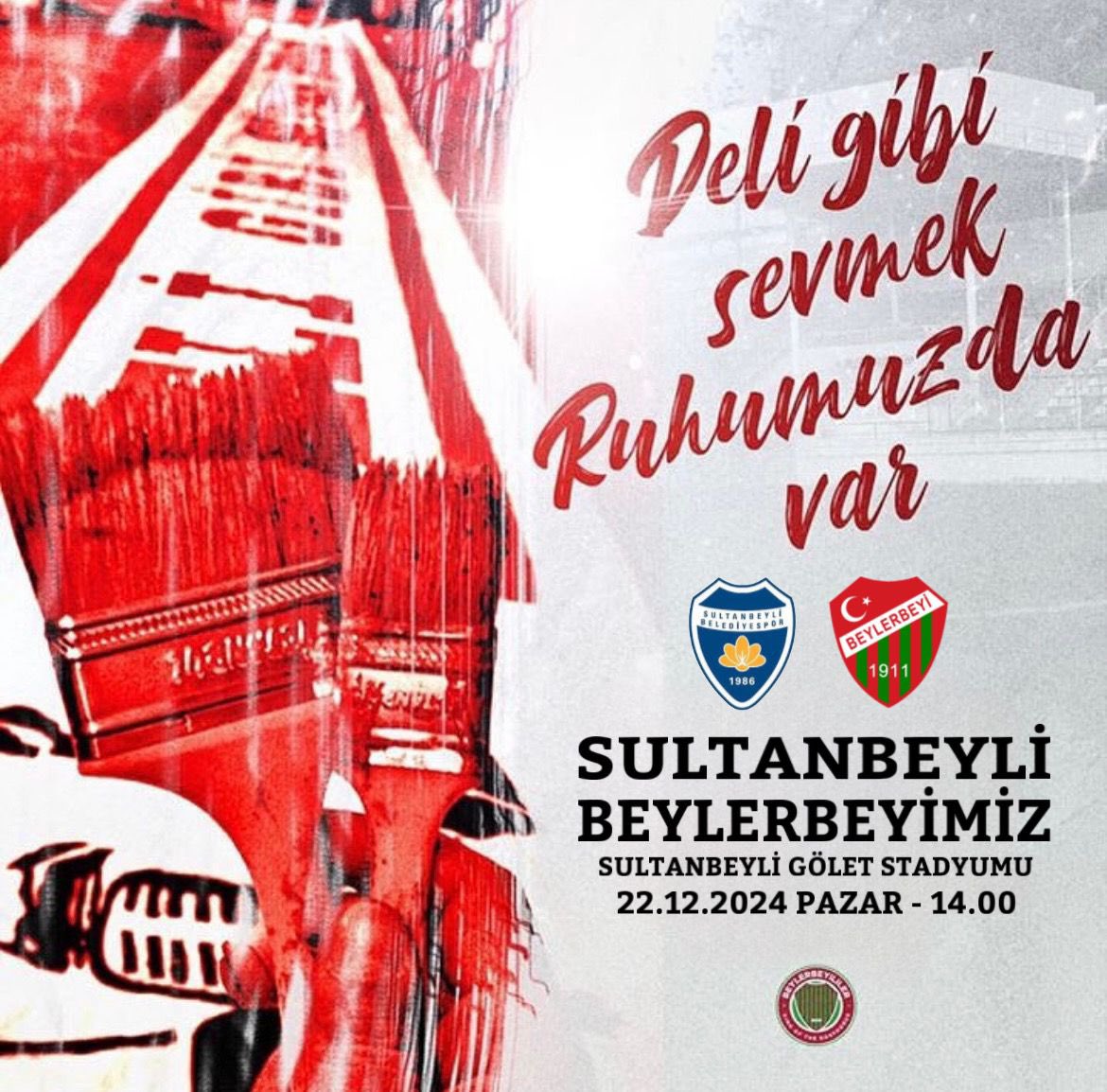 🇮🇹
⚽️ Bölgesel Amatör Lig 10. Grup
🆚 sultanbeyli spor
🗓️ 22.12.2024 Pazar
⏰ 14.00
🏟️ Sultanbeyli Gölet Stadyumu
📲 #VarımızYoğumuzBeylerbeyi
#Beylerbeyililer
#SemtAşkı