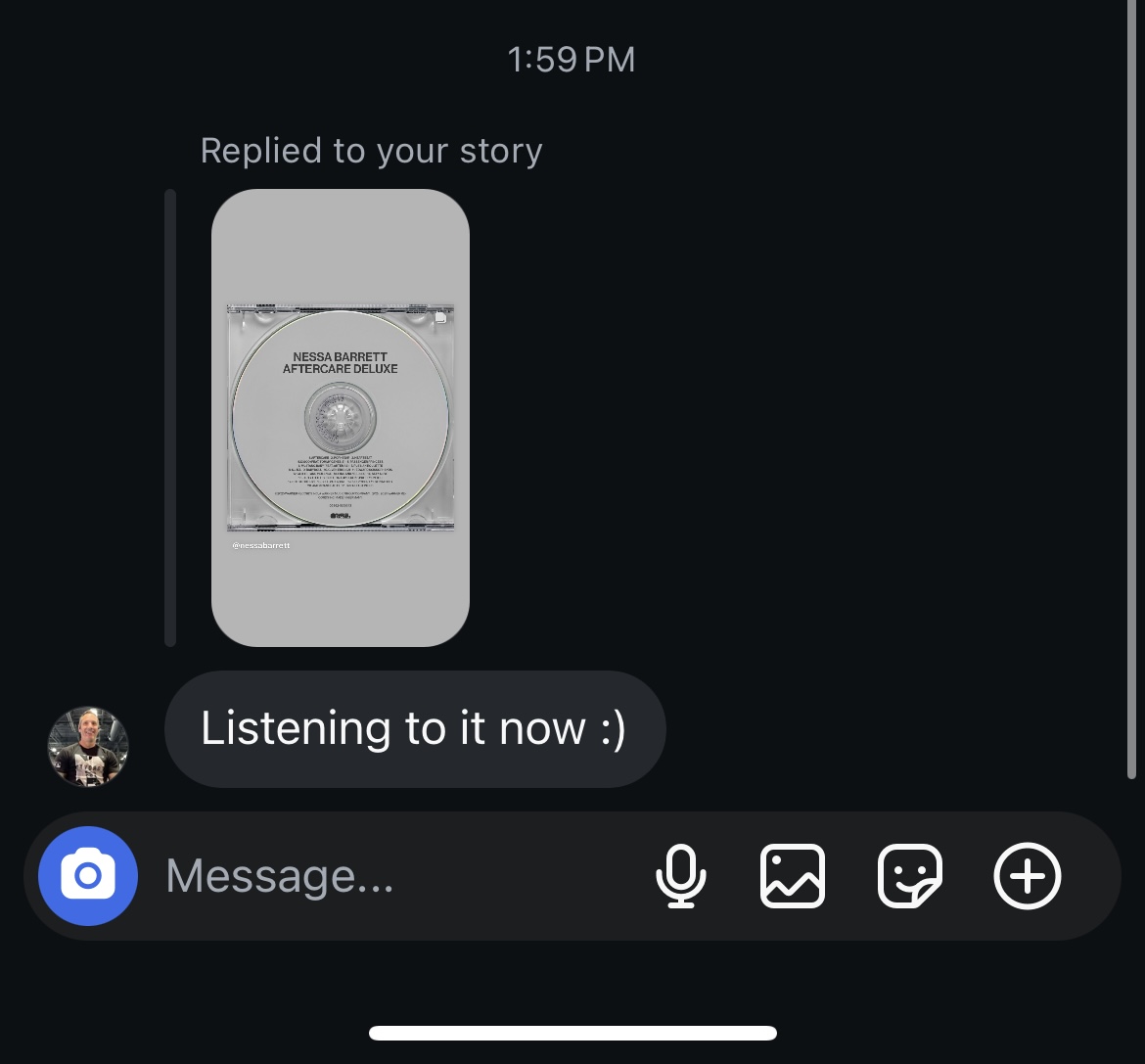touchittai's tweet photo. @nessabarrett i officially have my dad listening to aftercare im dead. #aftercare #nessabarrett https://t.co/o9WLpmiutv