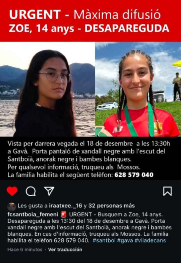 EInfoanonimo's tweet photo. Maxima difusión!!! Menor desaparecida en Gava 🆘🆘🆘🆘🆘🆘. #gava https://t.co/EzpMo59nYA