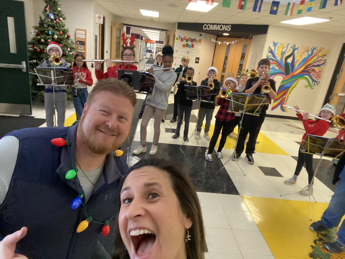 ndupuis5's tweet photo. Our orchestra and band students caroled throughout the building today! Thank you Mr. Winters and Mrs. Spina! @Jason_Krause5 @sdu46 @DrBGarfield https://t.co/51rgBKQHzq