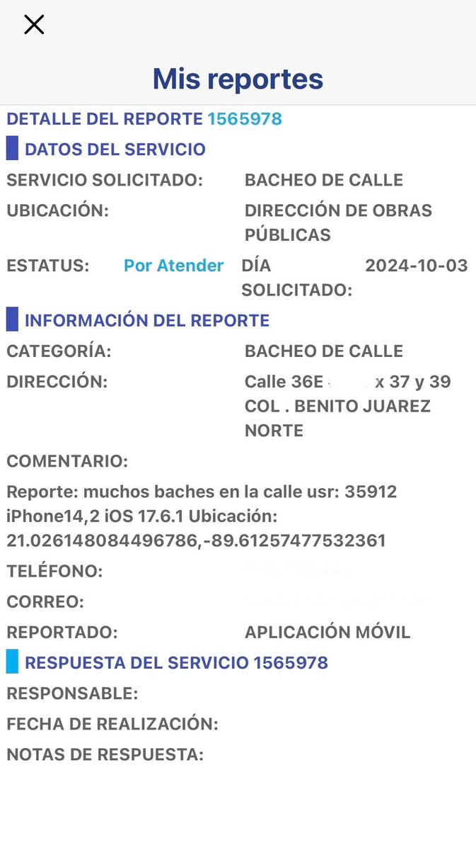 FernandaLinage's tweet photo. @CeciliaPatronL @AyuntaMerida Siguen sin repararlo, el reporte lo hice desde octubre y no tengo respuesta. https://t.co/lvunAUM93z