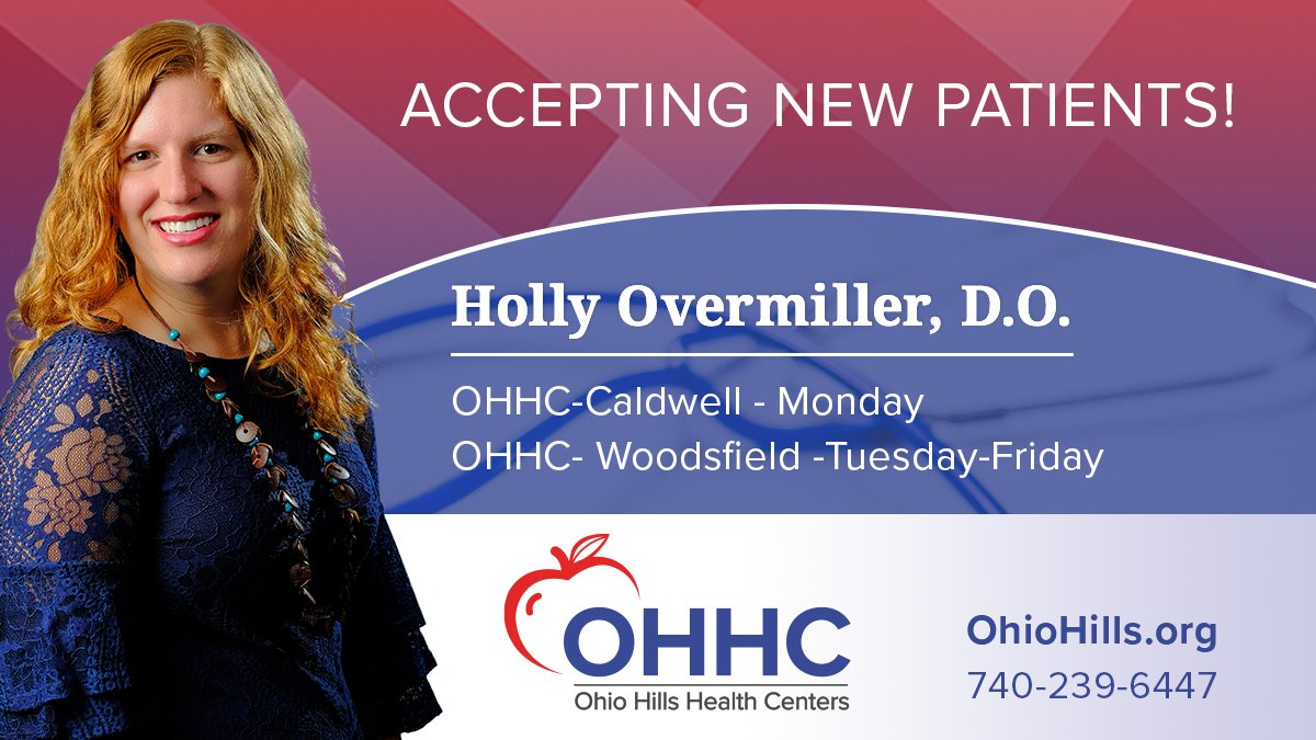 Are you looking for a new provider? Dr. Holly Overmiller is accepting new patients. She offers early morning appointments for your convenience. Call today 740-239-6447.