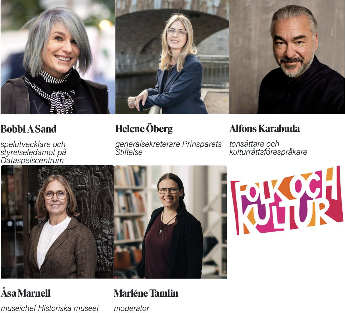 Jag ser fram emot att delta i panelen: ”Rädda världen eller rädda spelen? Fri kultur som katalysator för förändring” på Folk &amp; Kultur den 6 Februari kl 15.45 - 16.30 folkochkultur.se/program/punkt/…
