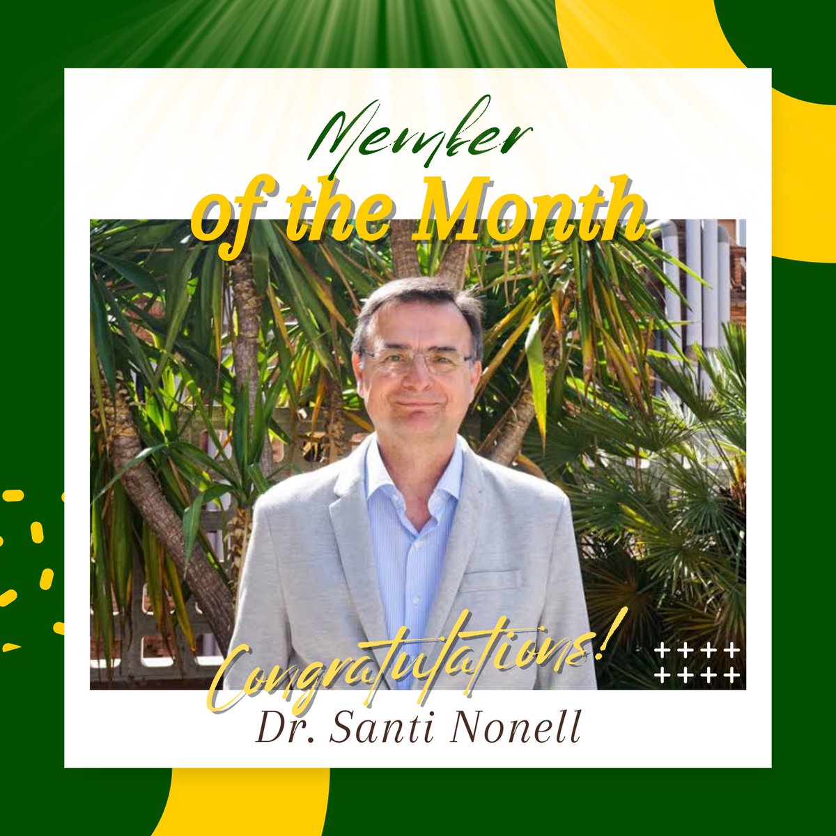 American Society for Photobiology (@asphotobiology) on Twitter photo Dr. Santi Nonell (<a href="/SantiNonell/">Santi Nonell</a>), recent winner of ASP's Lifetime Achievement Award, is December's member of the month! He is the current director of the European Society for Photobiology (ESP) School and has been a long time member of the ASP. Congratulations, Dr. Nonell! Dr. Santi Nonell (<a href="/SantiNonell/">Santi Nonell</a>), recent winner of ASP's Lifetime Achievement Award, is December's member of the month! He is the current director of the European Society for Photobiology (ESP) School and has been a long time member of the ASP. Congratulations, Dr. Nonell!