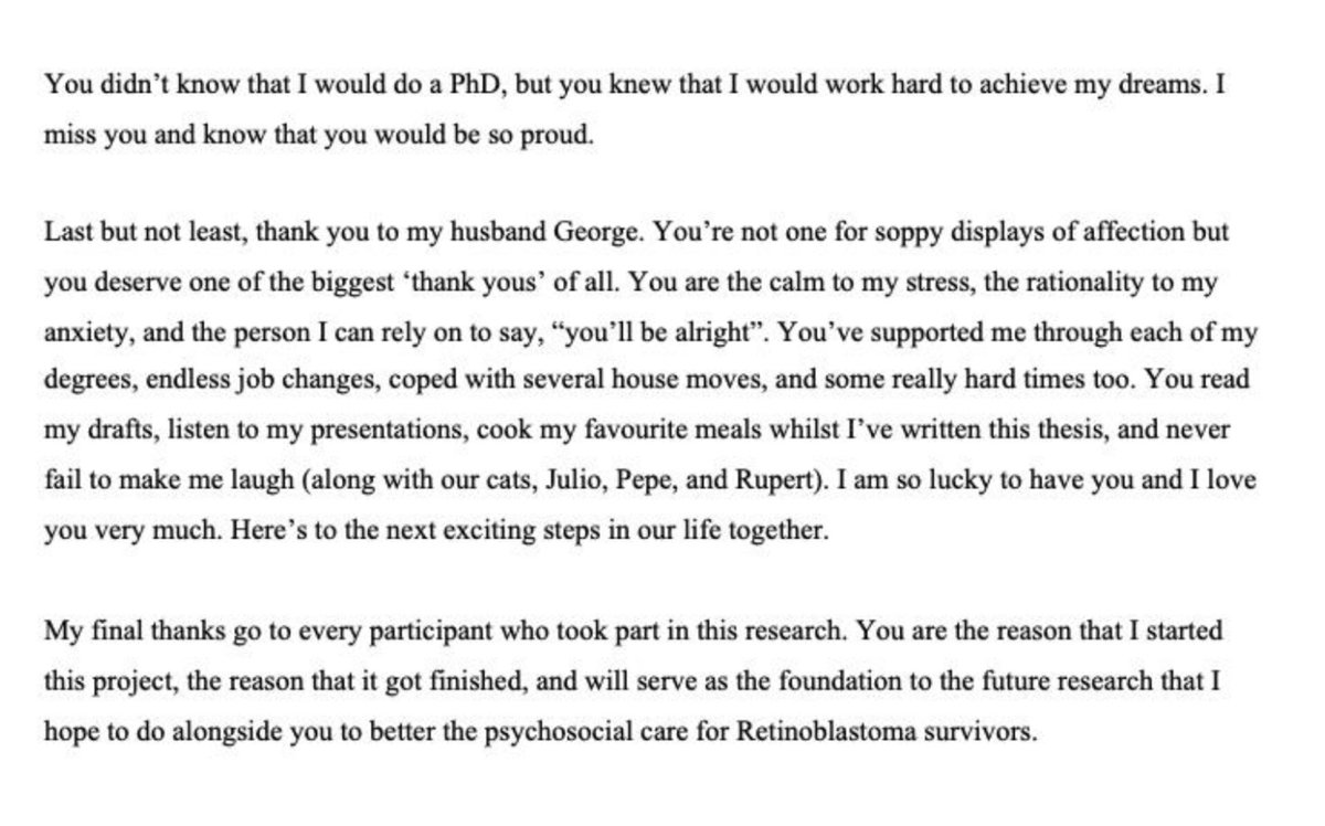 Last week, I successfully defended my PhD and officially became Dr O'Donnell 🍾🙌❤️ 

 I've got so many people to thank who made this possible, so I've shared my acknowledgements pages too ❤️

Special thanks to <a href="/drbobphillips/">Bob Phillips</a>
<a href="/drjessmorgan/">Jess Morgan</a> <a href="/Debra_Howell67/">Debra Howell</a>
<a href="/ChectUK/">CHECT UK</a>

#PhDone