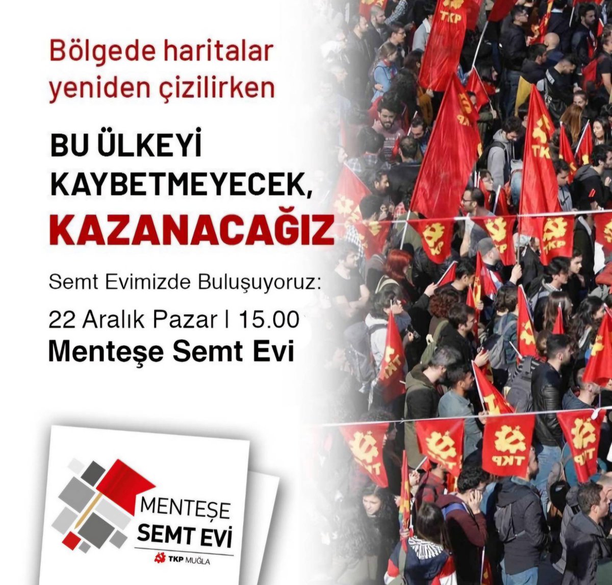 Bölgede haritalar yeniden çizilirken bu ülkeyi kaybetmeyecek, kazanacağız! Bölgemizdeki yeni gelişmeleri konuşacağımız toplantımıza tüm yurtseverleri çağırıyoruz. 

Adres: Cumhuriyet Cad. Türer Çarşısı

İletişim için özel mesaj atabilir.
5399121401 nolu numarayı arayabilirsiniz.