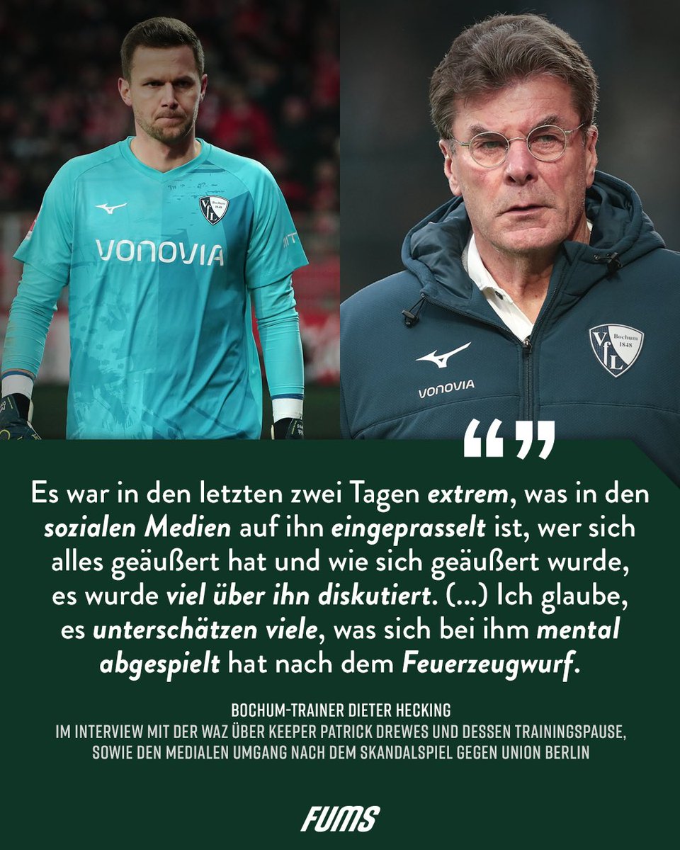 Einiges los zurzeit beim #VfL Bochum. Dieter #Hecking hat nach seiner langen Zeit im Geschäft ein ganz besonderes Gespür für die Situation seines Keepers. #Drewes
___
Für Fairness: <a href="/fums_magazin/">FUMS</a>