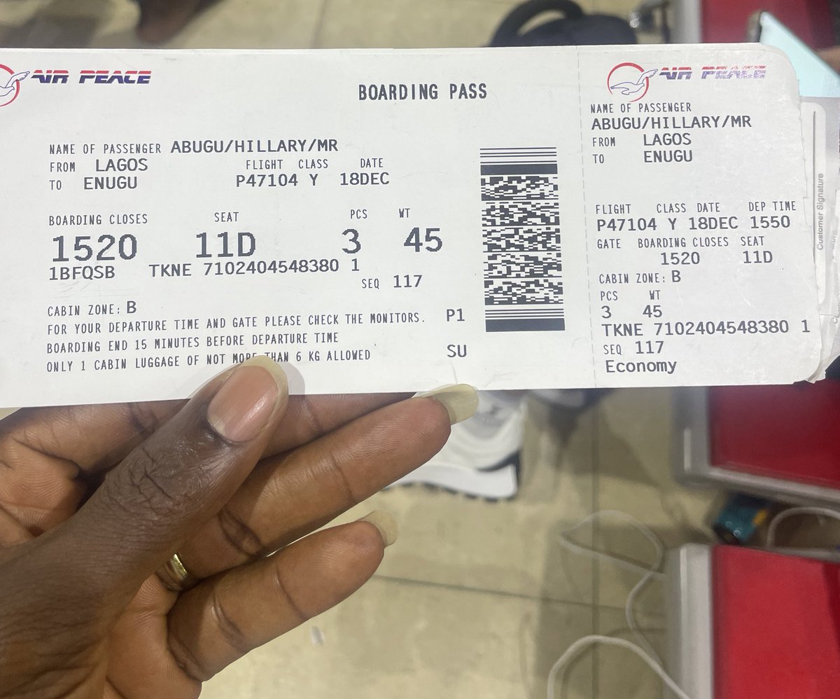 @AirPeace 6.45am flight Lagos to Enugu. We are still here at 8.53pm at lagos hopelessly waiting for boarding without any communication from airpeace. We may test the legality of this impunity in court. @AirPeace70576 you’re pre informed
