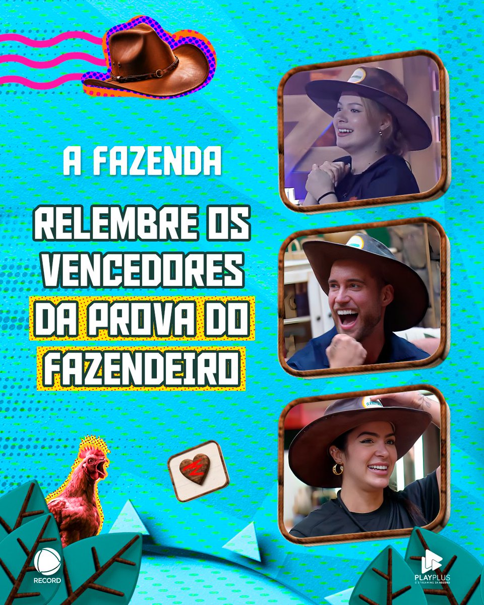 afazendarecord's tweet image. #RetrospectivaAFazenda | VENCEDORES 🎖✨ Relembre todos os peões que faturaram o chapéu mais cobiçado de Itapecerica na #ProvaDoFazendeiro 🤠 Qual foi o seu mandachuva favorito?

👉 Assine o #PlayPlus e tenha acesso à transmissão 24 horas de #AFazenda, com 6 sinais exclusivos: