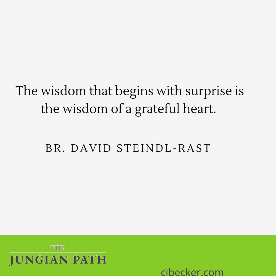 JungianPath's tweet photo. "The wisdom that begins with surprise is the wisdom of a grateful heart." BR. DAVID STEINDL-RAST  #heart  #davidsteindlrast #wisdom https://t.co/ZZAwp5g0SJ