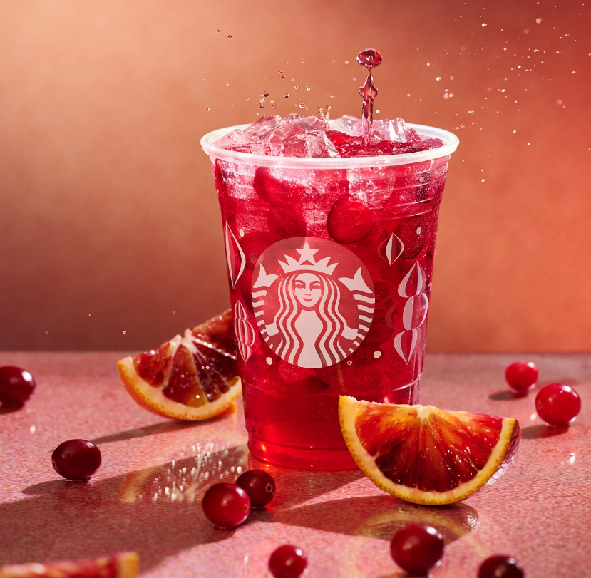 Making a splashy entrance to the holidays. Meet the new Cran-Merry Orange Refresher. visit your local @starbucks in Suter Brook Village  🧡