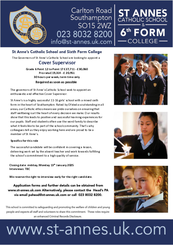 St Anne's Catholic School and Sixth Form College tweet media
