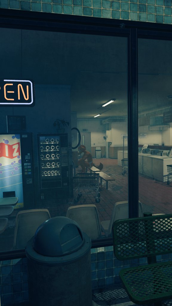 Raspberry0Beret's tweet photo. Ollie traveled a little too light. One spilled drink and now he's taking a risky trip to the Laundromat in the middle of the night. #vrchat #VRChatPhotography #NSFW #Winterpaw #furry #furryfandom #vrchatfurry https://t.co/L5tCFrzTld