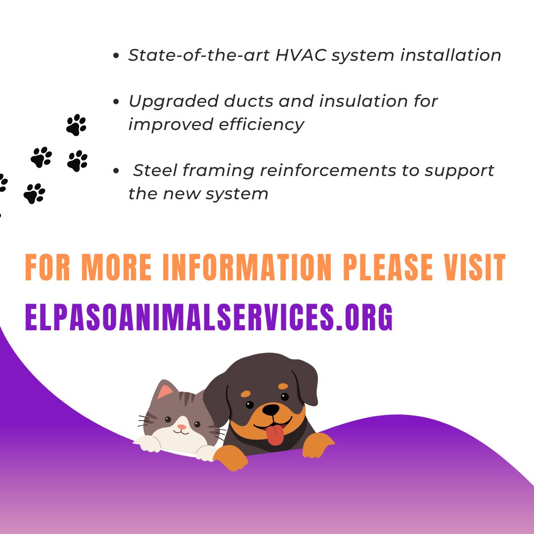 The City of El Paso has completed a $2.2 million project to improve air quality and enhance animal health and safety at the El Paso Animal Services Shelter at 5001 Fred Wilson Ave.