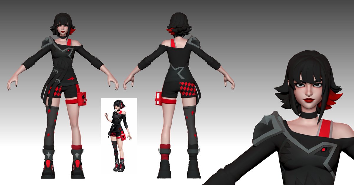 Some progress on my personal project in between sorting out my potential move back to Europe and a billion other things; still WIP but she's getting cuter and I've been loving exploring this style! Concept from Fortnite Survey💕