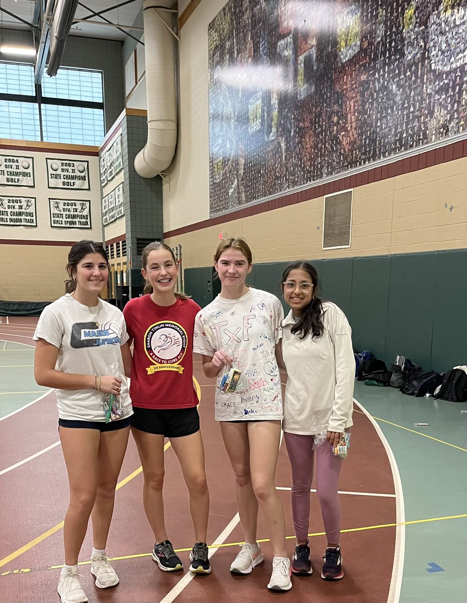 Captains recognized underclassmen for their hard work in previous week’s practices and performances in last week’s win vs Norwood. Congrats Avery, Audrey, Isabel, Wafiya, and Emily. Lots of place, PR and debut beads distributed too!