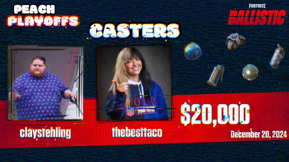Welcome in BOTH our casters for the $20,000 <a href="/FortniteGame/">FortniteGame</a> Ballistic Tournament 😍

⭐️ <a href="/claystehling/">Clay</a> 
⭐️ <a href="/thebesttaco/">Taco</a> 

Catch the action live on both of their channels THIS Friday @ 4 PM EST 💖 #GoBallistic