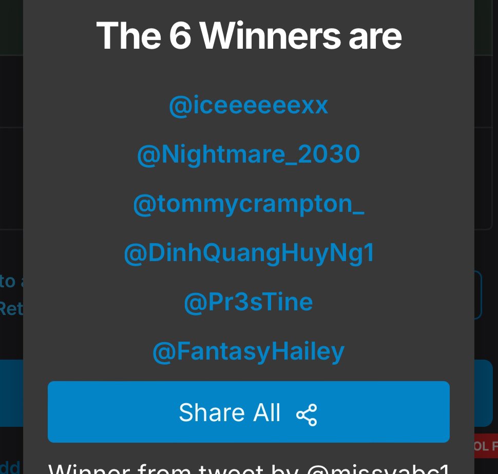 Missymellow👑 (@missyabc1) on Twitter photo Here are the winners! I will mail you each a huge so please check dm 💖
@iceeeeeexx
<a href="/Nightmare_2030/">Nightmare</a>
<a href="/tommycrampton_/">Tommy</a>
<a href="/DinhQuangHuyNg1/">Dinh Quang Huy Nguyen</a>
<a href="/Pr3sTine/">PET_maLOu 🧡</a>
<a href="/FantasyHailey/">Hailey 🧸</a> Here are the winners! I will mail you each a huge so please check dm 💖
@iceeeeeexx
<a href="/Nightmare_2030/">Nightmare</a>
<a href="/tommycrampton_/">Tommy</a>
<a href="/DinhQuangHuyNg1/">Dinh Quang Huy Nguyen</a>
<a href="/Pr3sTine/">PET_maLOu 🧡</a>
<a href="/FantasyHailey/">Hailey 🧸</a>