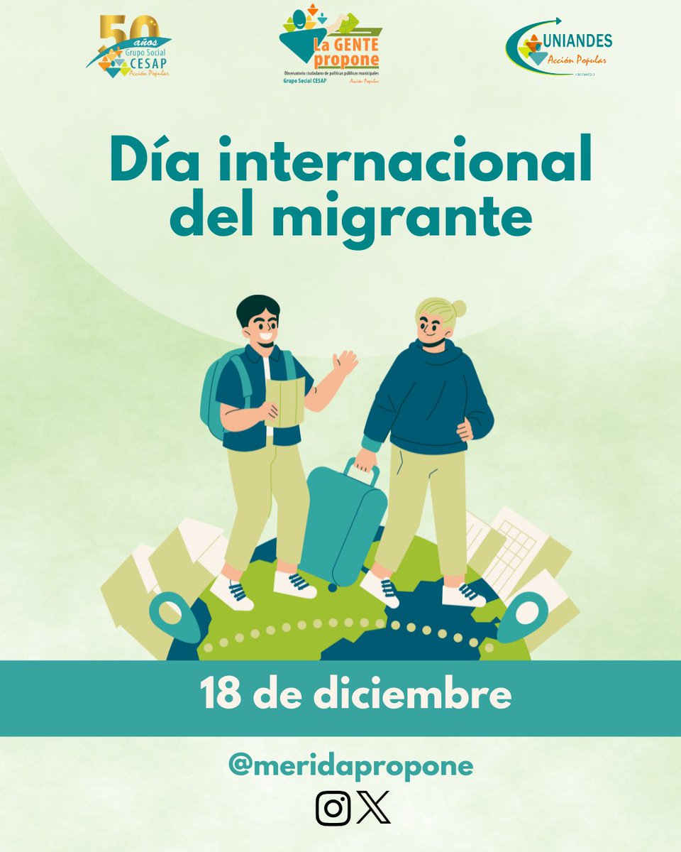MeridaPropone's tweet image. Hoy celebramos el #DíaInternacionalDelMigrante, reconociendo sus contribuciones y desafíos. 🌍 La migración venezolana ha enriquecido culturas y economías. Promovamos derechos humanos y dignidad para todos. 👐
#LaGentePropone