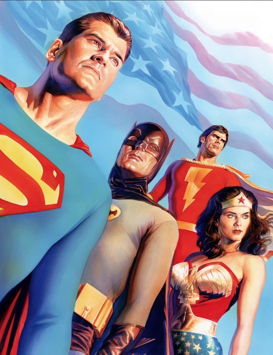 thealexrossart's tweet photo. #dccomics #adamwest #lyndacarter #georgereeves #rodhaase #throwback https://t.co/hl5UWwDBld