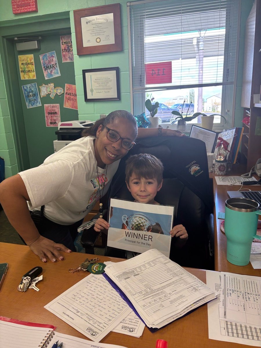 Congratulations to our PTO Principal and Assistant Principal for a Day Fundraiser Winners:
George Gbur 1st grader shadowed Mrs. Figueroa as Principal for the Day today and Gabriel Chavez 3rd grader shadowed Mr. Goldsmith as Assistant Principal for a Day.