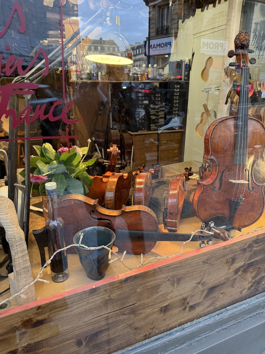 A violin shop in Paris.