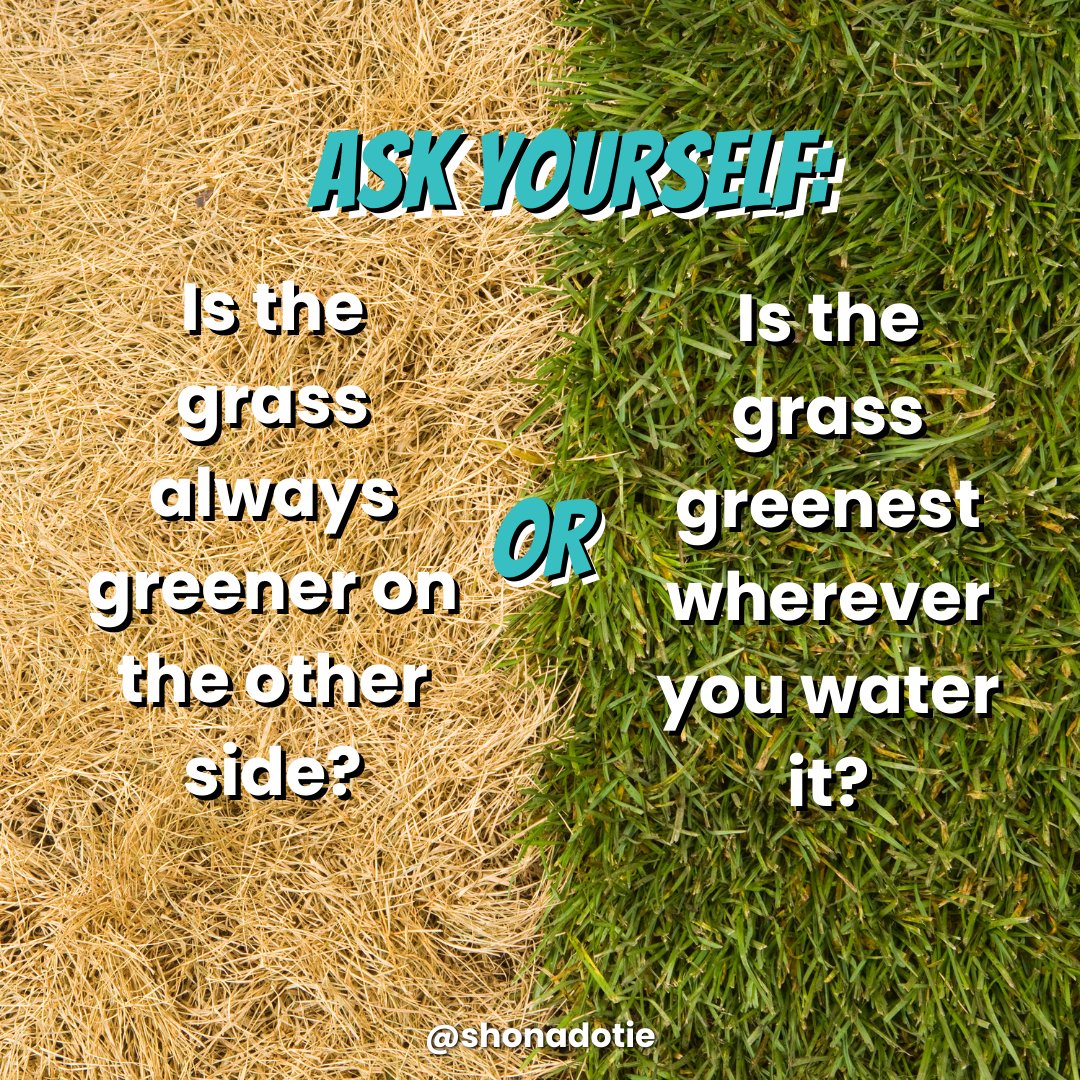 This is your reminder to not fall into the TRAP that is believing the grass is always greener.
Instead of comparing your life to others, focus on nurturing your own patch of grass. 
What’s one thing you’re choosing to water in your life right now?