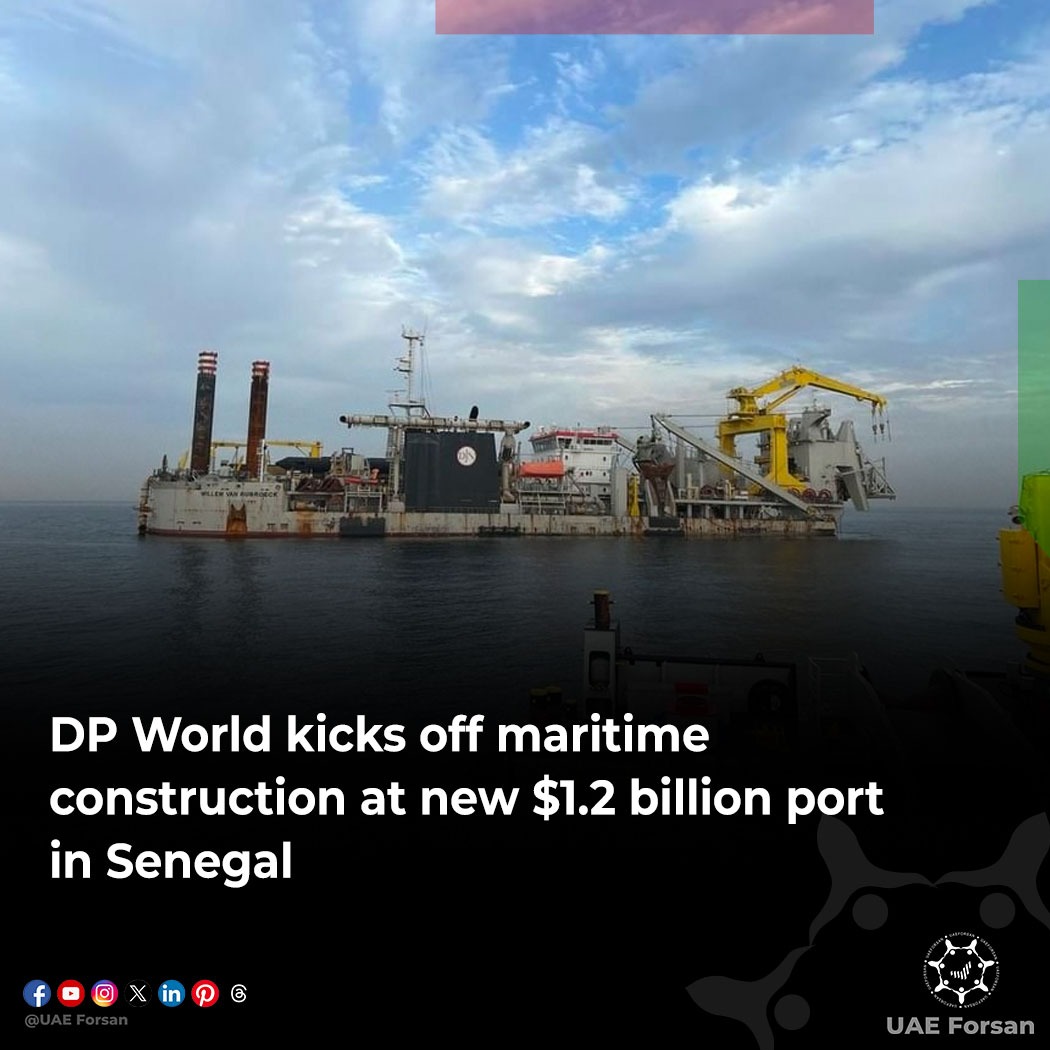 UAE_Forsan's tweet photo. The arrival of the dredger Willem Van Rubroeck in #Ndayane this month marks the start of maritime works for the $1.2 billion Port of Ndayane, a project set to transform Senegal into a major centre for global trade
@DP_World
@UaeDakar https://t.co/GXUMS1t3Ag