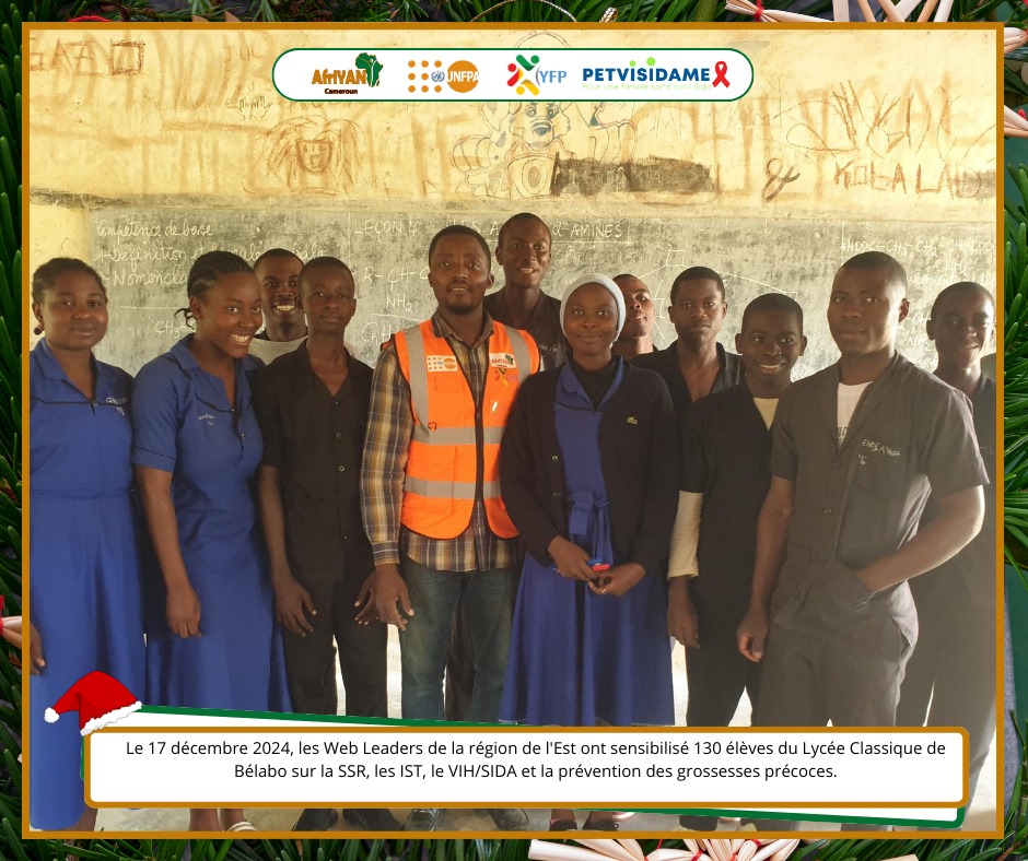 AfriYAN_Camer's tweet photo. 130 élèves du lycée classique de #Belabo sont désormais équipés pour l'avenir !Grâce aux #WebInfluenceursEst,ils en savent plus sur le #VIH/SIDA, la #PTME, les #VBG , la #PF et bien plus.
#PETVISIDAME
@bodyright
#PutYoungPeopleFirst
#YouthFP https://t.co/4jujnuY9d3