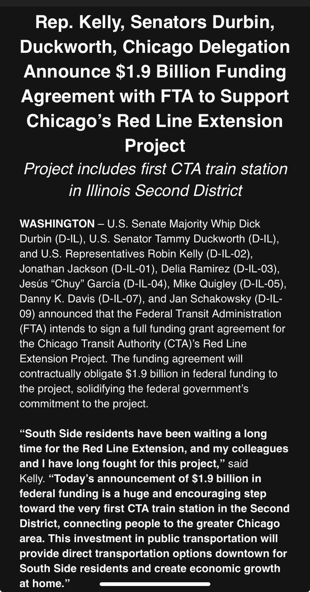 Members of the IL congressional delegation repping Chicagoland announce nearly $2B in critically important funding for the CTA’s Red Line Extension is coming through, money officials had been racing to secure before a second Trump admin <a href="/wttw/">WTTW - Chicago PBS</a>