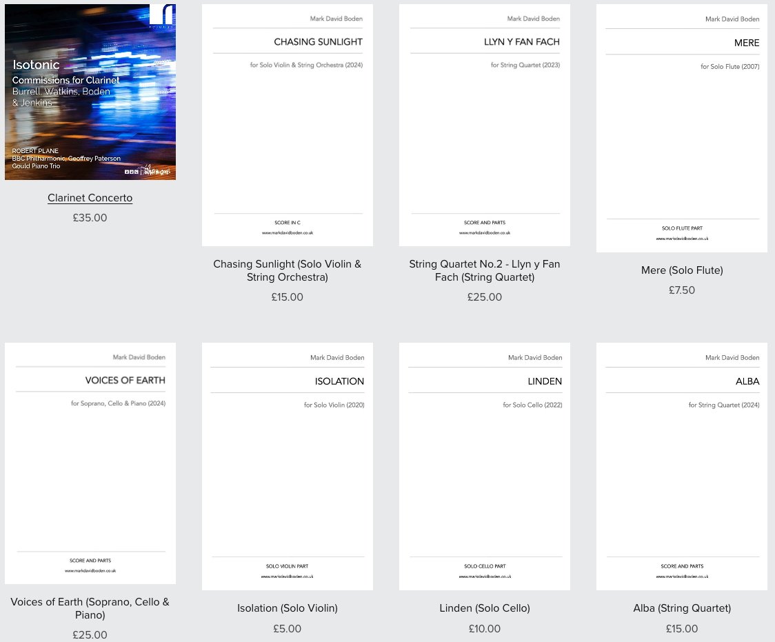 One week until #Christmas &amp; #reductions across a range of #scores &amp; #newmusic for #solo #violin, #cello, #flute, #stringquartet, #saxophonequartet &amp; #orchestral #scores at payhip.com/MarkDavidBoden or via markdavidboden.co.uk

Now includes #2024 #releases