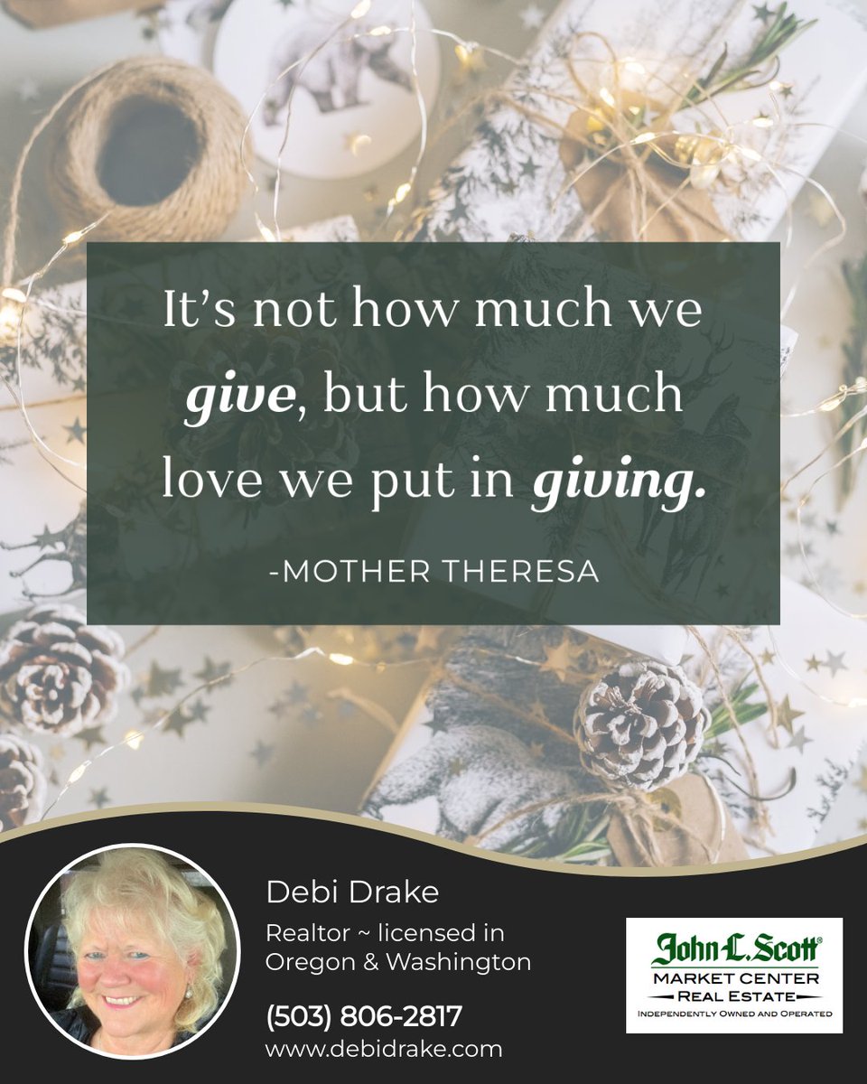 DebiDrakeSLNHMZ's tweet photo. A holiday reminder: a bit of extra love in what you do for others can make a big difference. Spread kindness and joy! 💖 🌟

#Debidrake #Debidrakerealestate #DoubleDhomesLLC #DebiDrakeSLNHMZ #tistheseason #giving #quoteoftheday https://t.co/kwO5dGHY7a